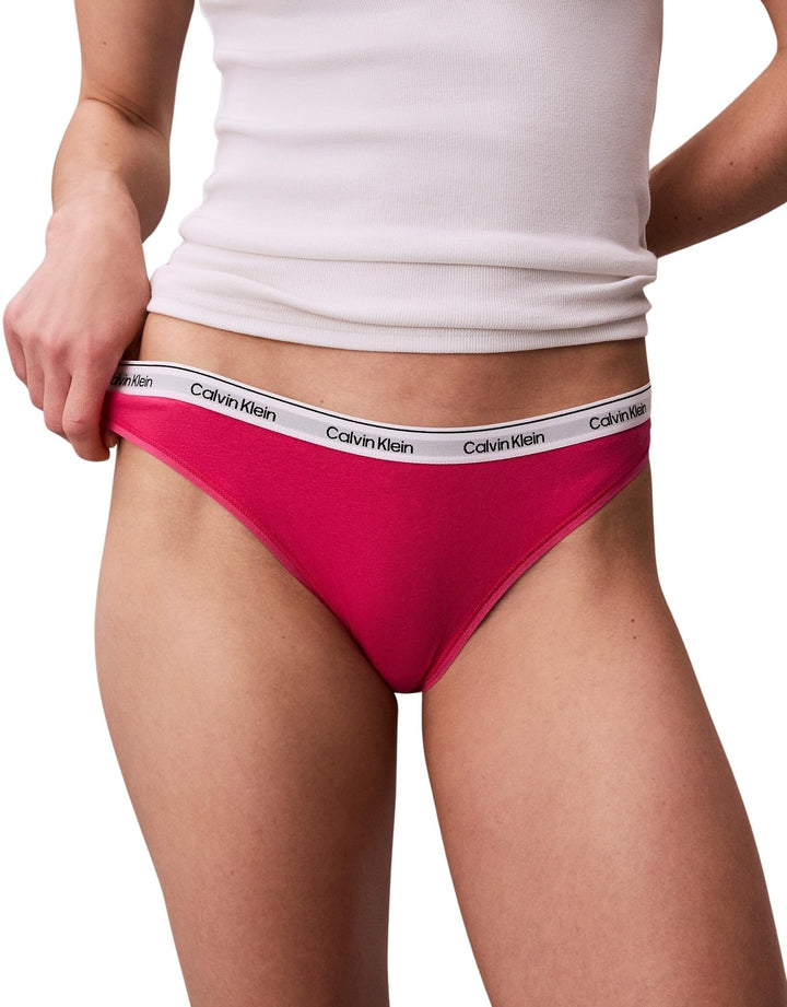 Calvin Klein Damen Bikinihose mit Logobund M Pink (Vibrant Pink), M Pink (Vibrant Pink)