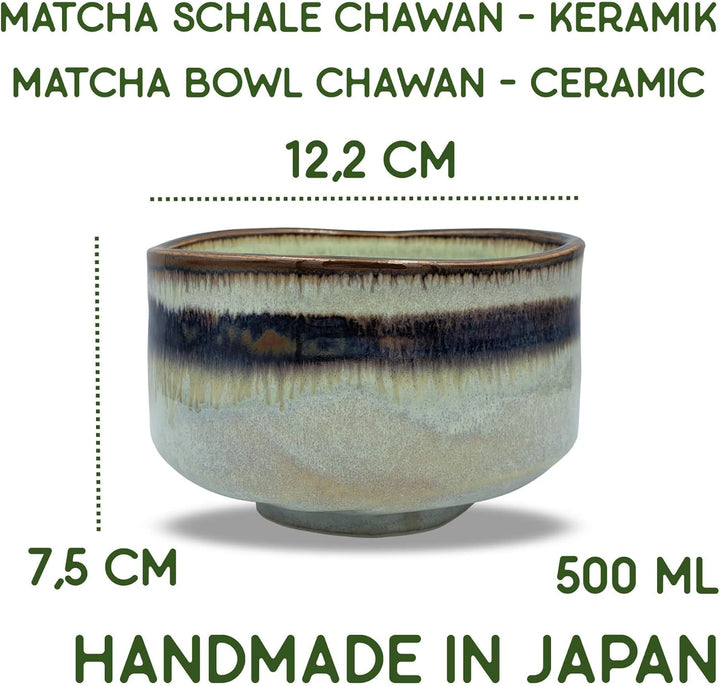 Japanische Matcha Schale Chawan Wasabi handgemacht aus Keramik - Hergestellt in Japan - zur japanisc
