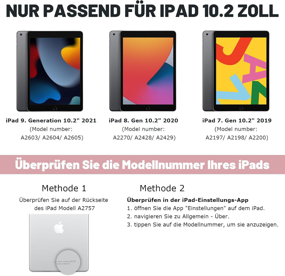 CC Store Hülle mit Tastatur für iPad 10.2, 360° Drehbare Touchpad Tastatur für iPad 9/8/7 Generation