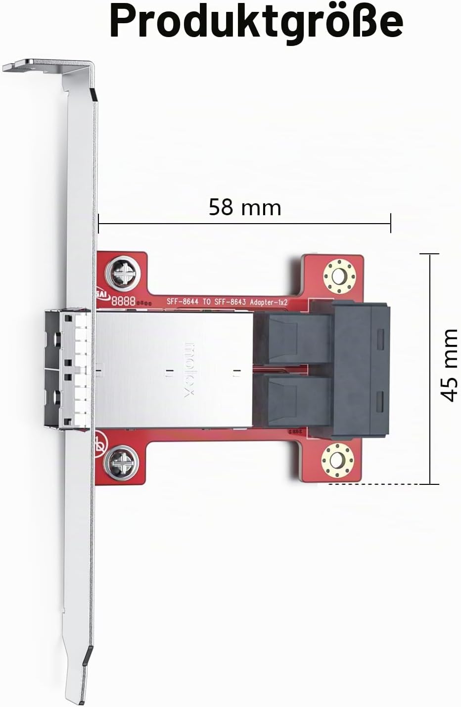 10Gtek Mini SAS Adapter SFF-8643 to SFF-8644 Dual Port Mini SAS Adapter 8643 Slot to 8644 Slot, 8643