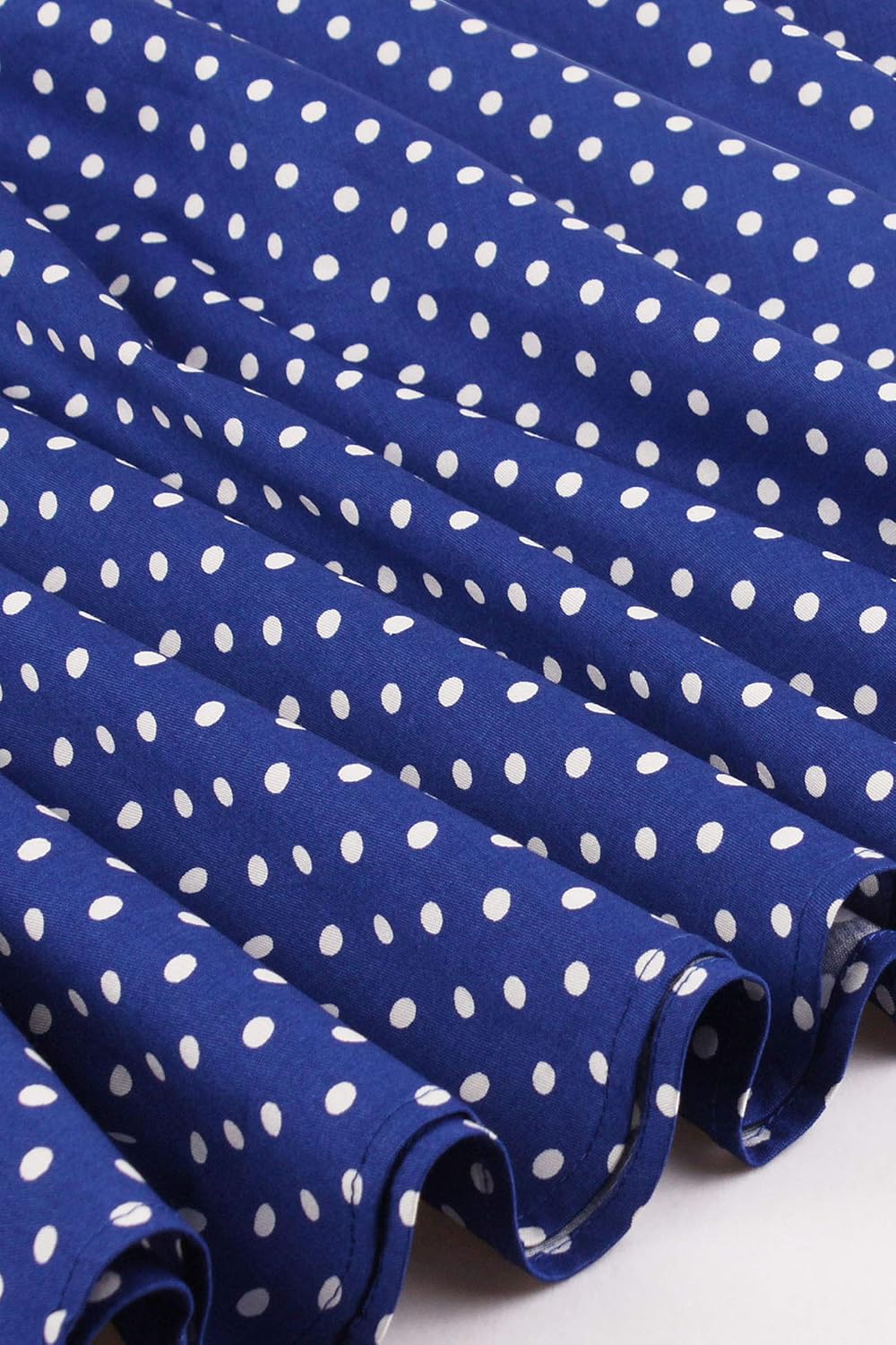 AXOE Damen 60er Jahre Kleid Cocktailkleid Abendkleid mit 3/4 Ärmel S Blau Polka Dots, S Blau Polka D