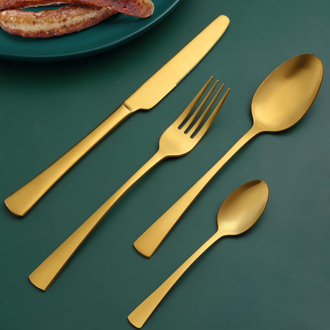 Bestdin Besteck Set 6 Personen, 24 teilig Edelstahl Besteckset Matt Gold Essbesteck Set mit Messer G