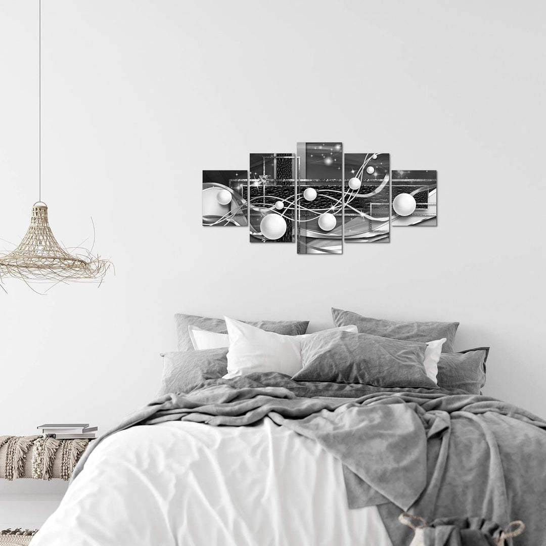 Runa Art Wandbilder Abstrakt Kugel 5 Teilig Bild auf Vlies Leinwand Deko Wohnzimmer Schlafzimmer 3D