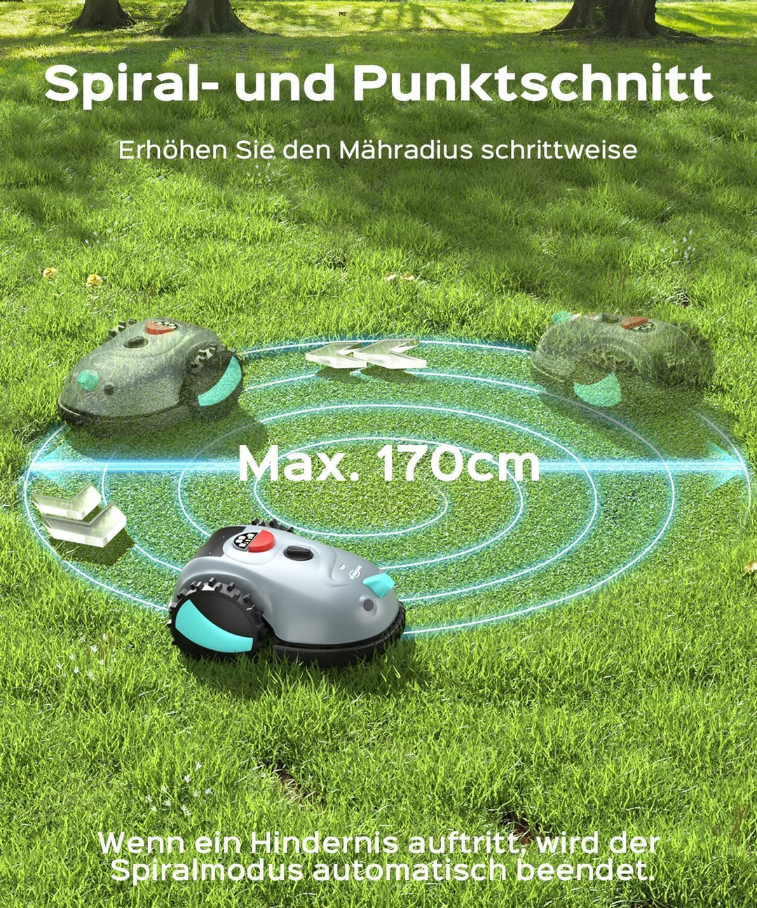 YARDCARE V100 Mähroboter ohne Begrenzungskabel, bis zu 150m² | Vision Navigation, Einfache Installat