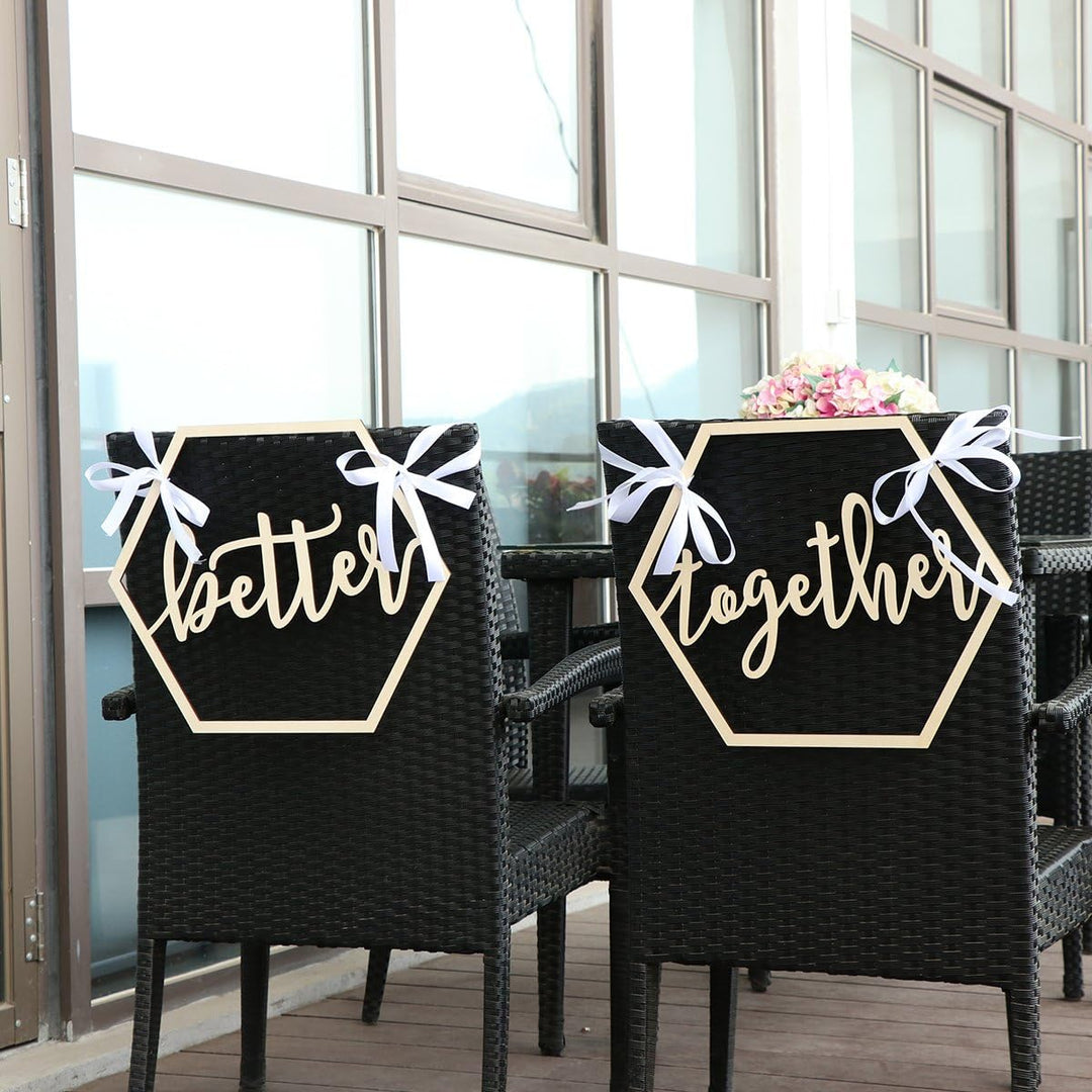BESTOYARD 2 stück Stuhl Bunting Stuhldekoration Hochzeit Holz Stuhl Schild Braut Bräutigam Foto Requ