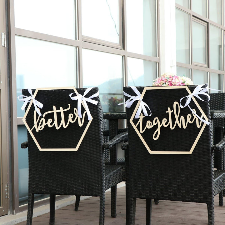 BESTOYARD 2 stück Stuhl Bunting Stuhldekoration Hochzeit Holz Stuhl Schild Braut Bräutigam Foto Requ