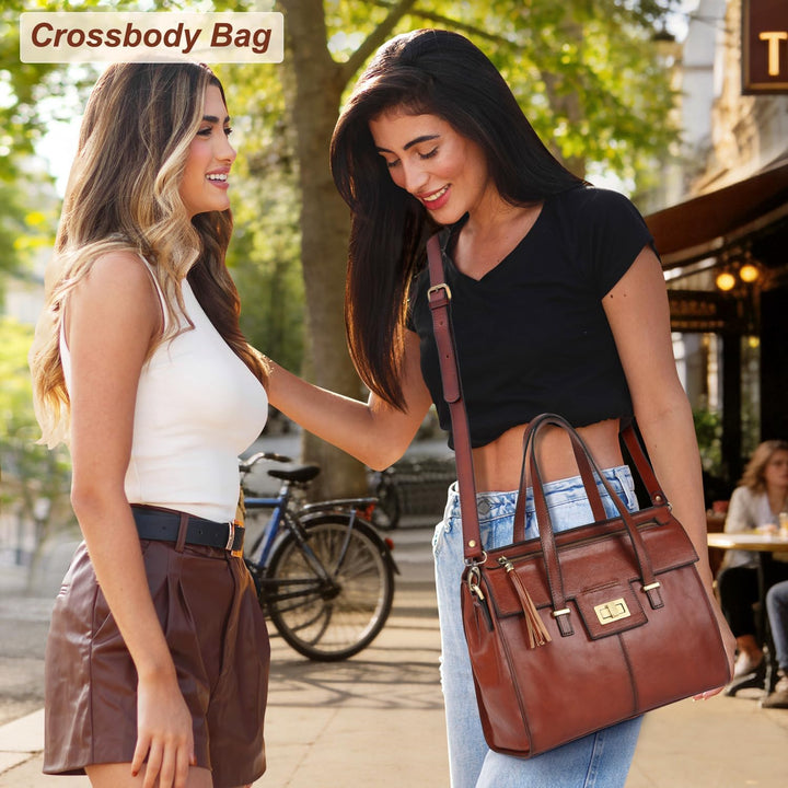 Banuce Handtasche Damen Leder Italinisches Vintage Rindleder Schultertasche Umhängetasche Messenger