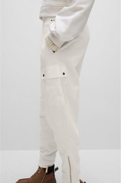 BOSS Damen C_ecargo Jersey-Trousers, Open White