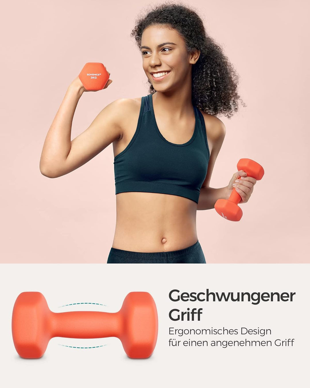 SONGMICS Hanteln, 2er Set, Hantelset, Kurzhanteln, Hexagon, Neopren-Beschichtung, Krafttraining, Wor