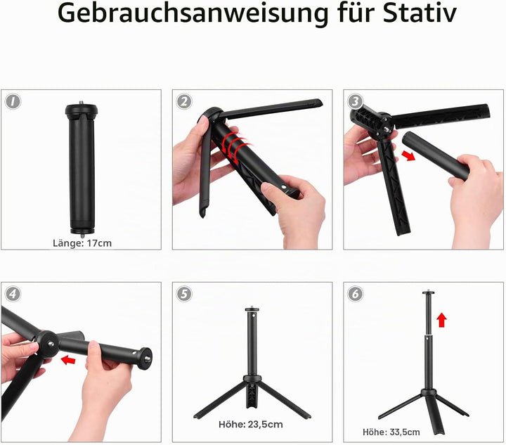 Andoer W140 RGB LED Videoleuchte Beleuchtungsset, Kamera Licht CRI95+ 2500K-9000K Dimmbar mit Deskto