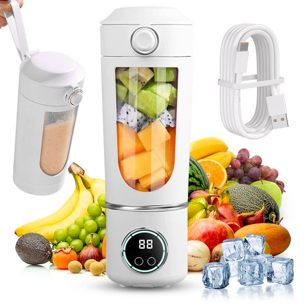 Tragbarer Mixer Smoothie Maker To Go 700ml, Mini Standmixer Tragbar mit 12 Edelstahlklingen, USB Wie