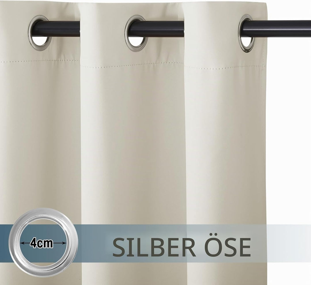 PONY DANCE Outdoor Vorhang Wasserdicht 1er Set H 243 x B 254 cm Hellbeige, Extra Breite Gardine Sonn