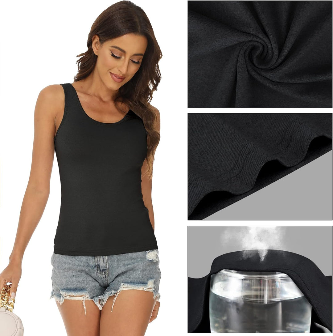 BQTQ 5 Stück Unterhemd Damen Crop Top Tank Top Basic Cami Tank Top für Frauen und Mädchen S Schwarz,