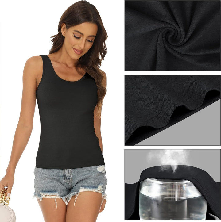 BQTQ 5 Stück Unterhemd Damen Crop Top Tank Top Basic Cami Tank Top für Frauen und Mädchen S Schwarz,