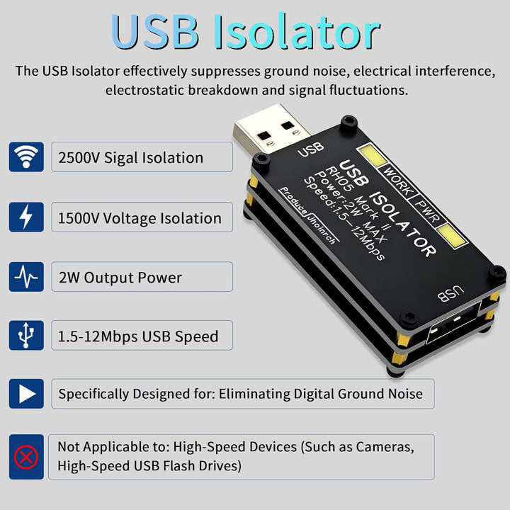USB-Isolator, USB-Ground-Loop-Isolator, mit ADUM3160-Chip, 2W 5V geregelte Stromversorgung, unterstü