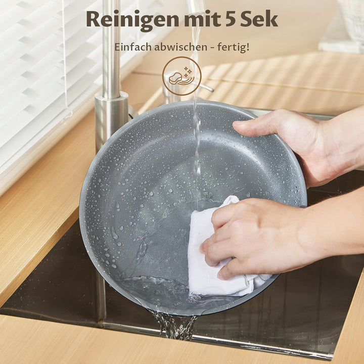 BEZIA 17-Teilig Topfset mit Abnehmbarer Griff, Pfannenset mit Keramik Antihaft Beschichtet, Induktio