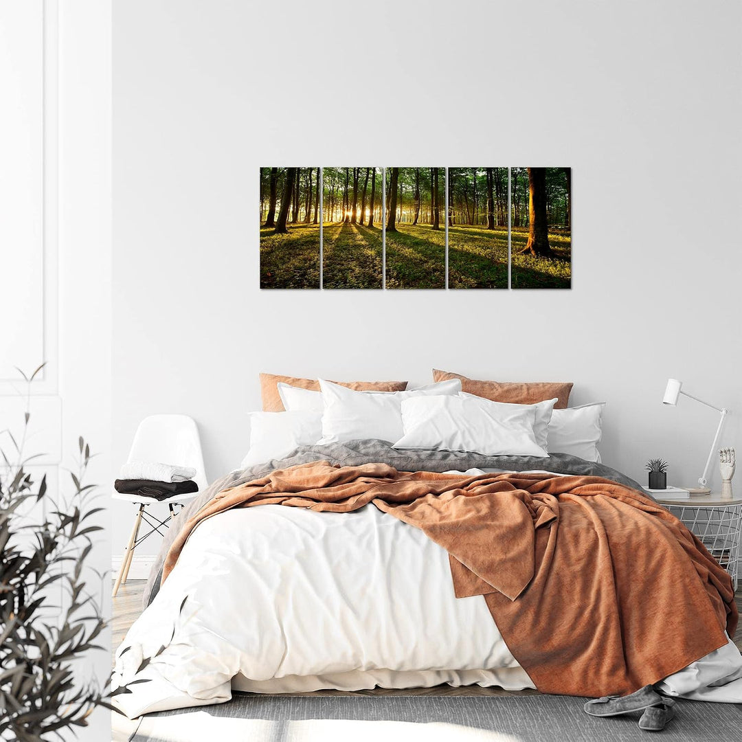 Runa Art Bild Wald Landschaft Wandbilder auf Vlies Leinwand 5 Teilig Wanddekoration Schlafzimmer Woh