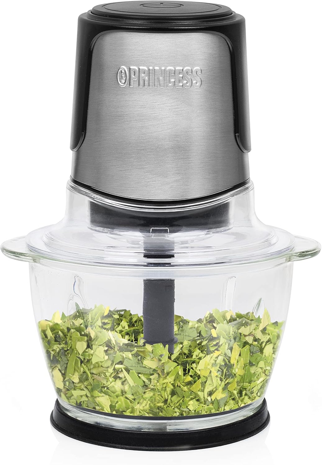Princess Mini Zerkleinerer – 2 Edelstahlklingen, Glasbehälter 1 l, 300 W, 221051 1 Liter Fassungsver