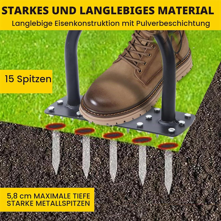 ROCKY&amp;CHAO Rasenlüfter Aerifizierer für Rasen –Mini Manuelles Rasenbelüften Gerät mit 15 Spikes, T-G