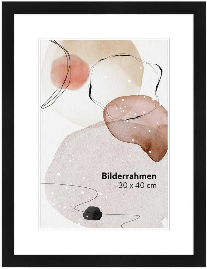 WANDStyle Bilderrahmen Modern 30x42cm DIN A3 I Farbe: Schwarz I Fotorahmen I klassischer schwarzer B
