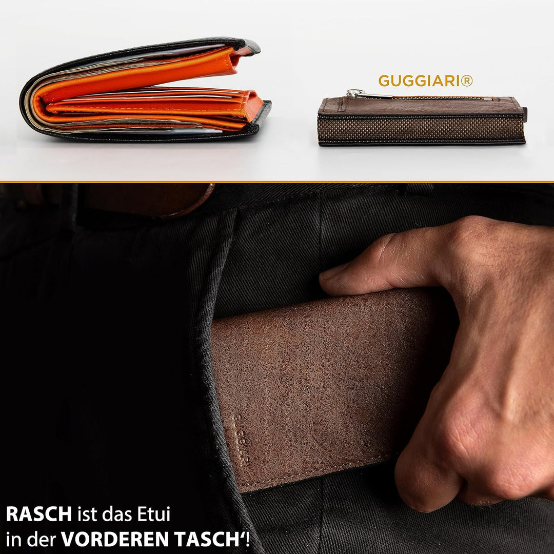 GUGGIARI® Kreditkartenetui - Kartenetui mit Münzfach/Kartenhalter mit Magnetverschluss - Aluminium R
