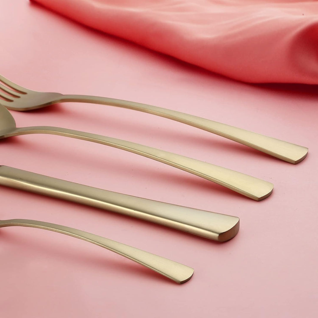 Bestdin Besteck Set 6 Personen, 24 teilig Edelstahl Besteck-Set Champagner Gold Matt, Messer und Gab