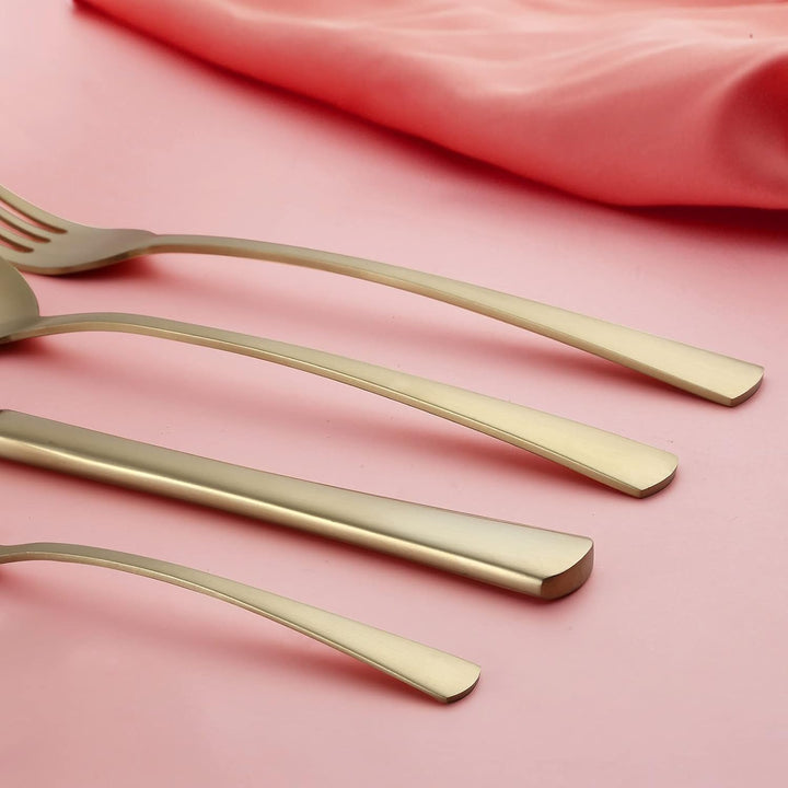 Bestdin Besteck Set 6 Personen, 24 teilig Edelstahl Besteck-Set Champagner Gold Matt, Messer und Gab