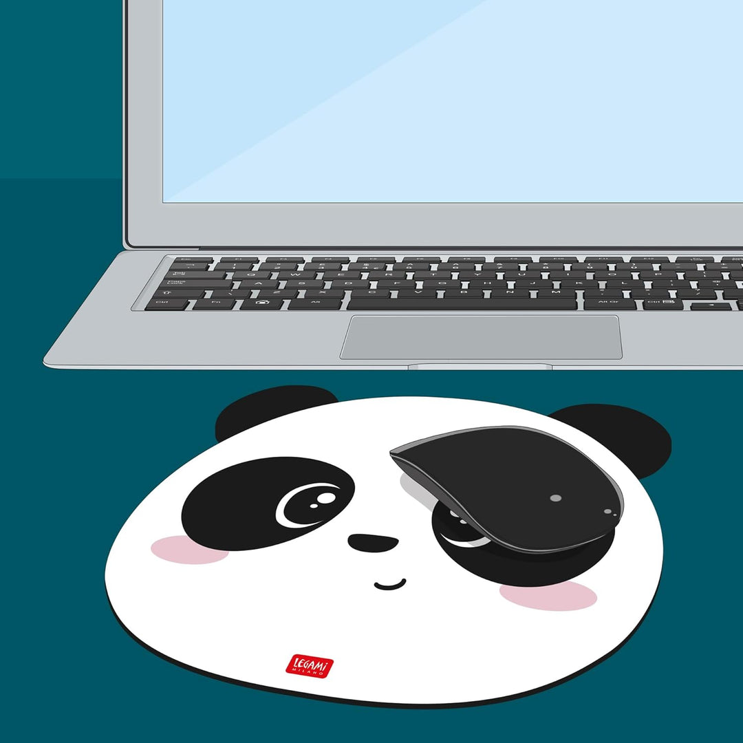 Legami - Mauspad, Mauspad mit Staub- und blendfreier PVC-Oberfläche, Rutschfester Gummiboden, Panda