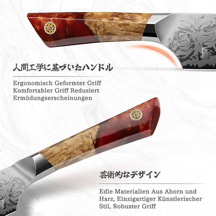 SHAN ZU Damast Santokumesser, 18cm Japanisches Küchenmesser aus SG2-Pulverstahl, Handgeschmiedetes P