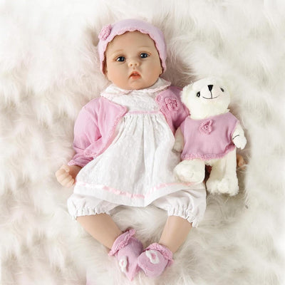 ZIYIUI 22 Zoll 55 cm Lebensecht Reborn Puppe Mädchen Weiche Vinyl Silikon Handgemacht Reborn Babypup