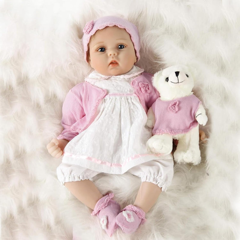 ZIYIUI 22 Zoll 55 cm Lebensecht Reborn Puppe Mädchen Weiche Vinyl Silikon Handgemacht Reborn Babypup