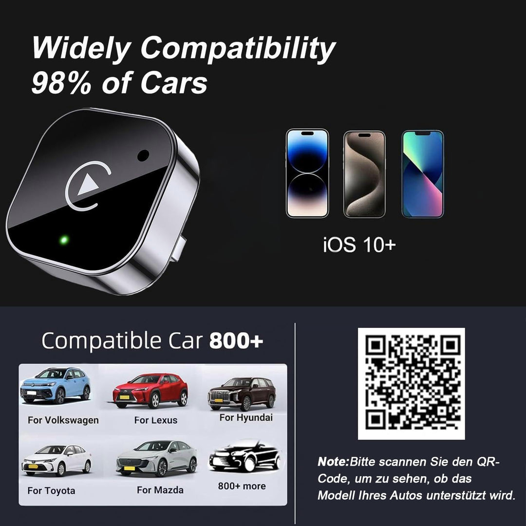 Wireless Carplay Adapter mit Wired Carplay (USB to C), Metalldesign Mini Wireless Car Play Adapter f
