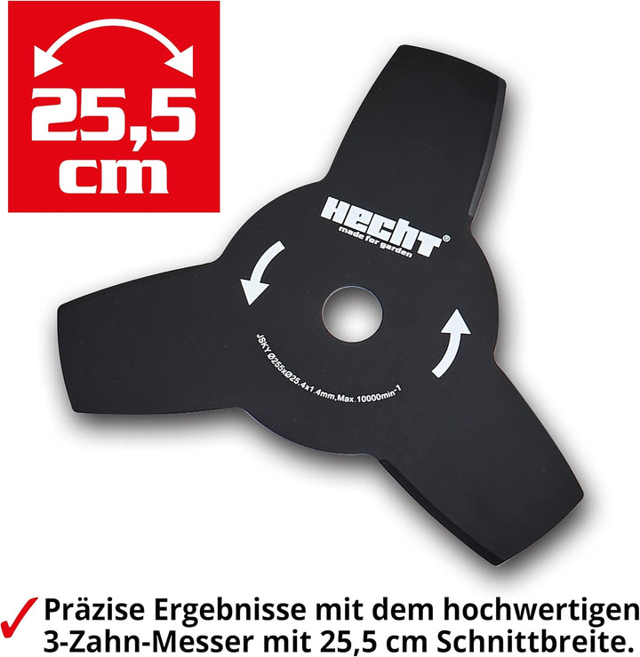 HECHT Rasentrimmer Benzin - Freischneider Benzin mit 2-Takt-Motor – 43 cm und 25,5 cm Schnittkreis –