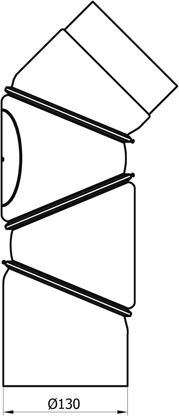 raik Rauchrohrbogen/Ofenrohrbogen Multibogen mit Tür 4-teilig 0-90° drehbar 130 mm Durchmesser 2 mm