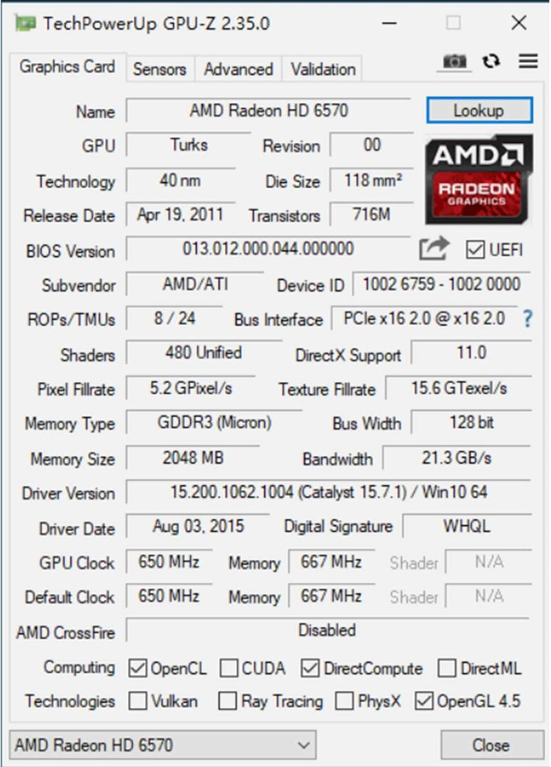 QTHREE Radeon HD 6570 1GB DDR3 2X HDMI Grafikkarte, Low Profile, PCI-Express 2.0 x16, Computer GPU,