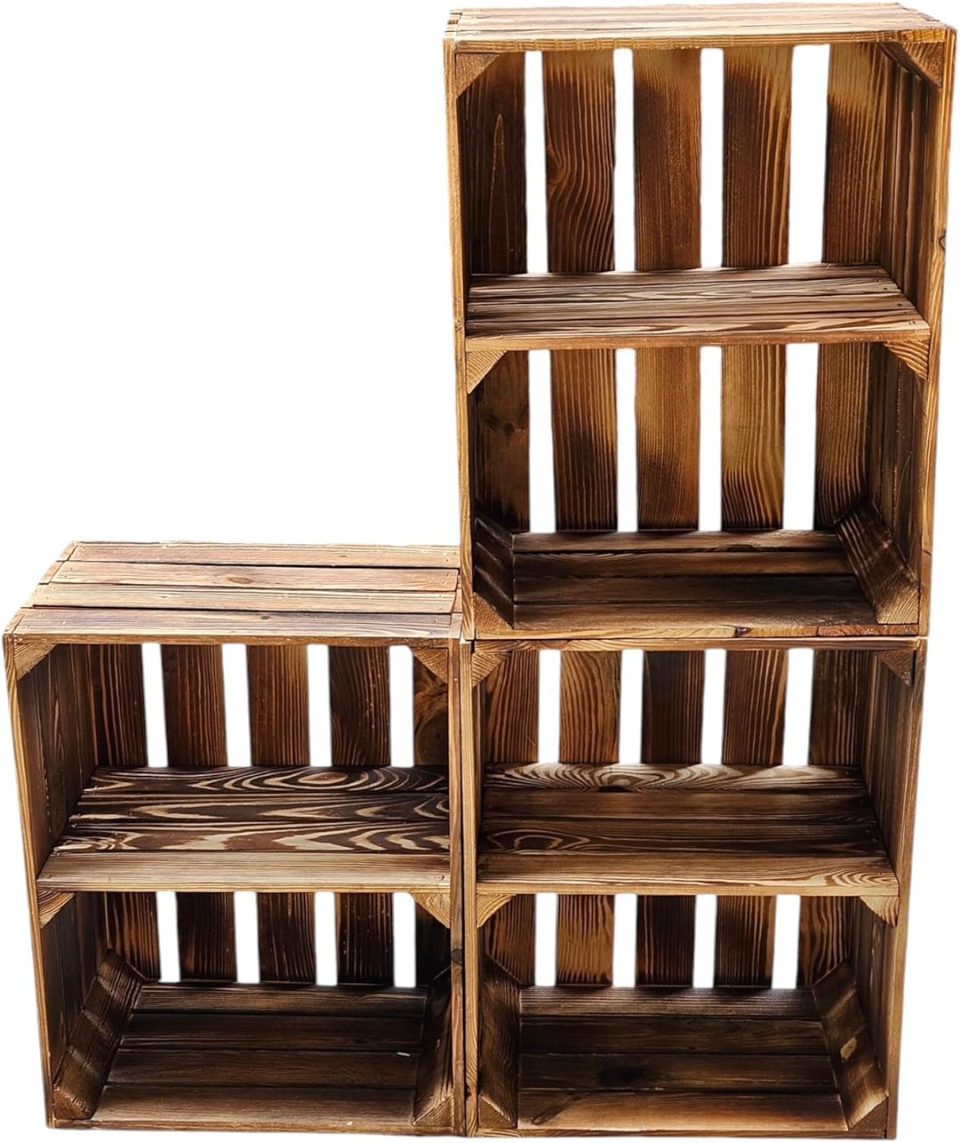 Geflammte Holzkisten Weinkisten Obstkisten mit Mittelbrett/Zwischenbrett Ablage für Aufbwahrung Schu