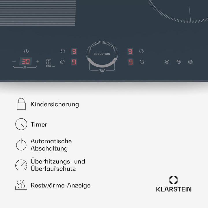 Klarstein Delicatessa 60 Induktionskochfeld – 4-Zonen-Einbaukochfeld, 7.000 W Mit Booster, Flexizone