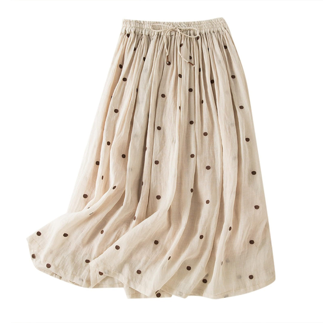 Sommerrock Damen Schmaler Faltenrock Retro Elastischer Bund Arge Baumwolle Leinen Saum Langer Rock F