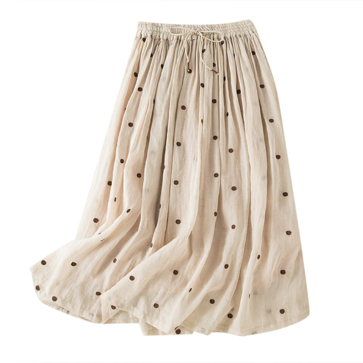 Sommerrock Damen Schmaler Faltenrock Retro Elastischer Bund Arge Baumwolle Leinen Saum Langer Rock F