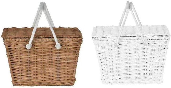CULER Multifunktionale Rattan Kid Spielzeug Lagerung Eimer Woven beweglicher Picknick-Korb mit Griff