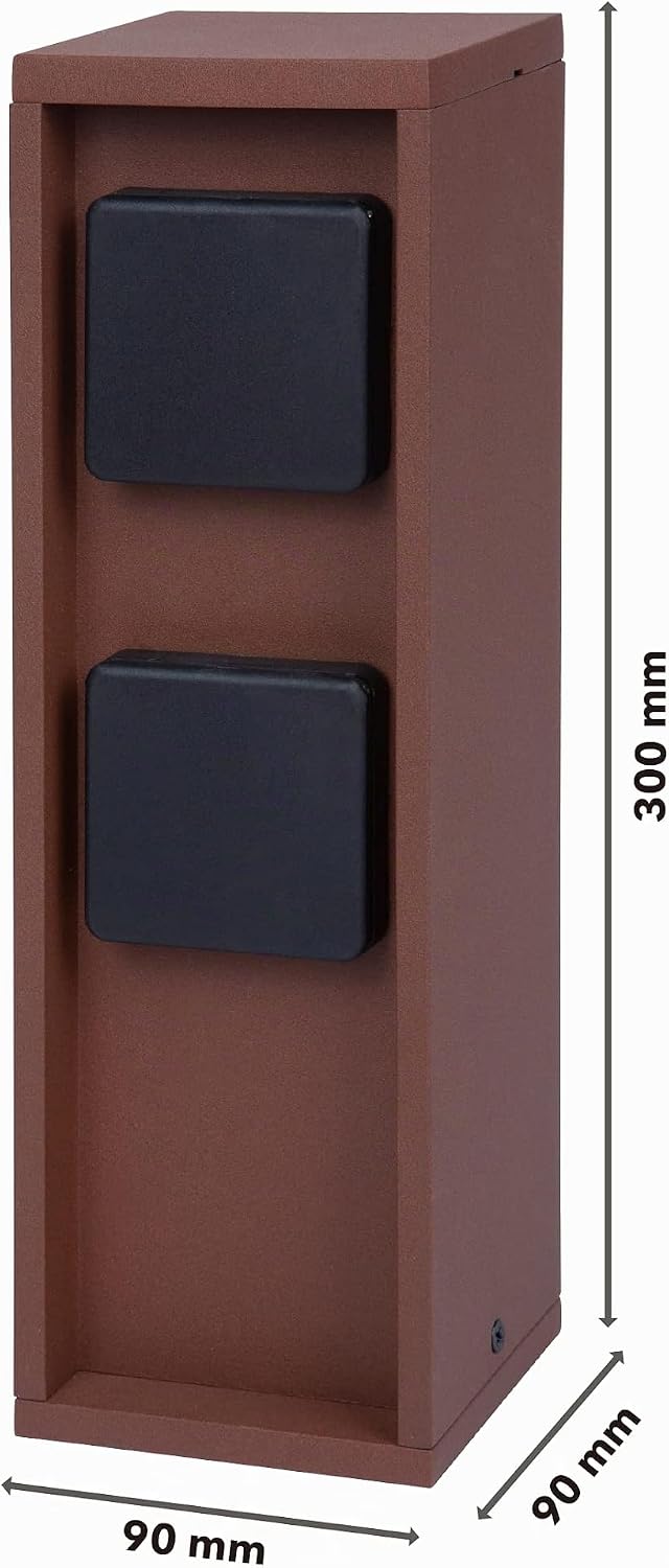 Bold 19370 Pado Aussen-Steckdose-Garten Steckdosen-Säule mit 2Fach Stecker in Rost Design (IP44 Outd