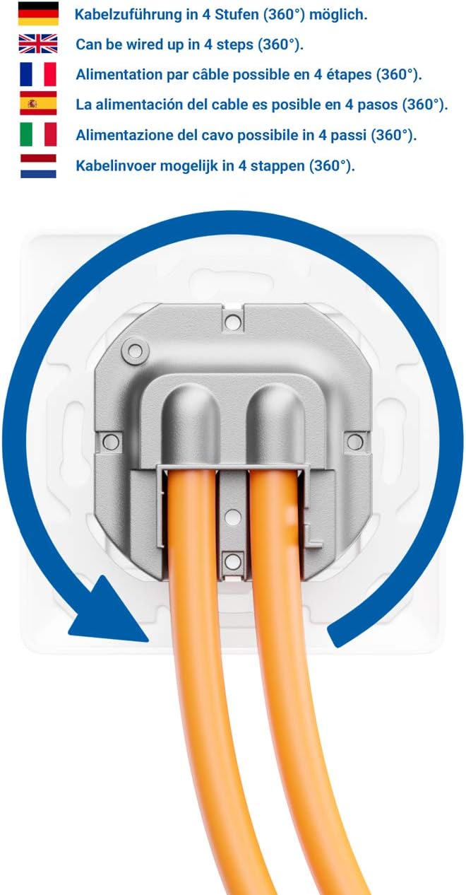 deleyCON 4x CAT6a Netzwerkdose 2x RJ45 Buchse Geschirmt Unterputz Montage 10 Gbit Ethernet Netzwerk