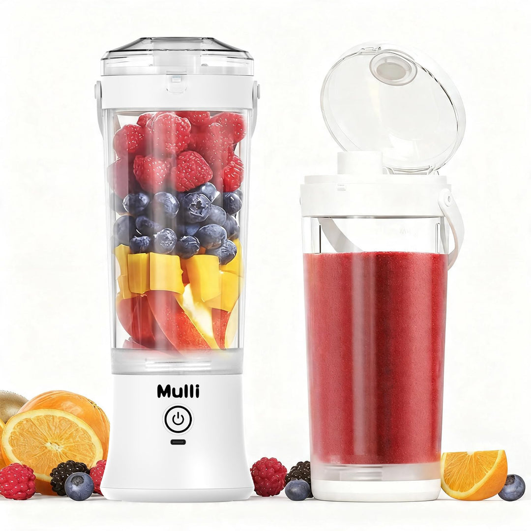 Mulli Upgraded tragbarer Mixer – 17 oz USB-C-Mixer mit auslaufsicherem Trinkdeckel, BPA-frei, für Sm