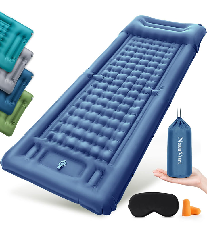 Luftmatratze Camping Matratze 12CM mit Fusspumpe Isomatte Camping mit Integrierten Kopfkissen für Ca