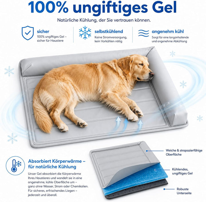 Kühlmatte Hund,70cmx53cm 2026 Neu Kühlmatte für Den Sommer,Selbstkühlende Hundematte,Waschbar kühlma