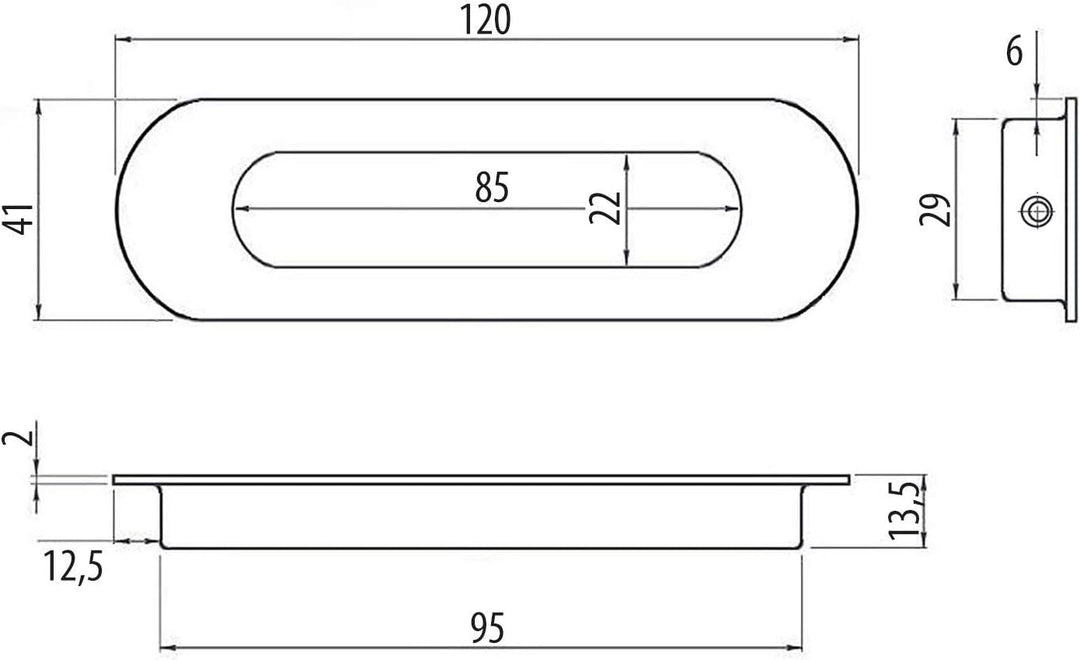 10x Einlassgriffe EL-09 Edelstahl gebürstet Türmuschelgriffe Türgriffe Schubladengriffe von SO-TECH®