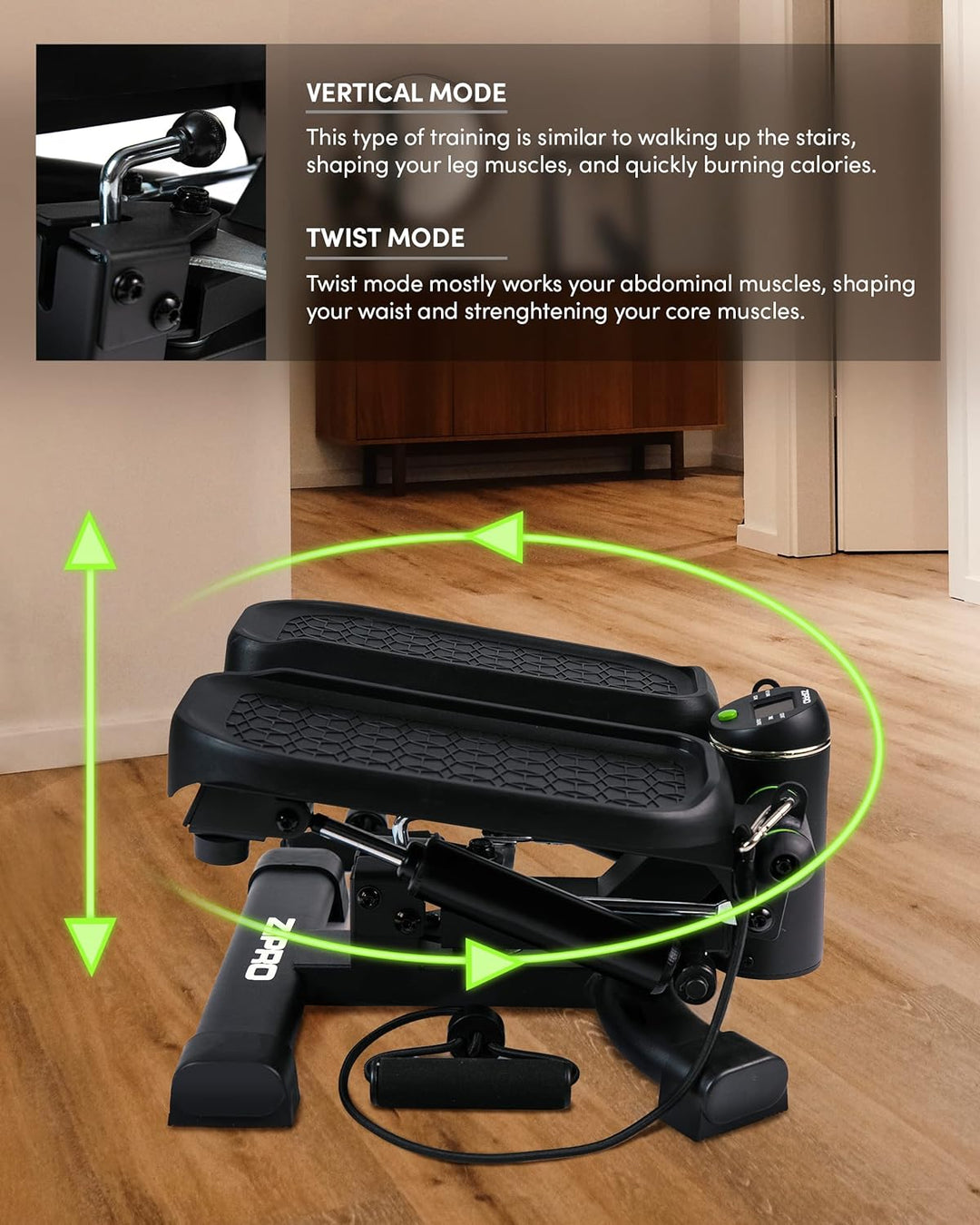 Zipro Roam Stepper Mini-Fitnessgerät inkl. LCD-Trainingscomputer mit vielen Funktionen Fitnesstraini