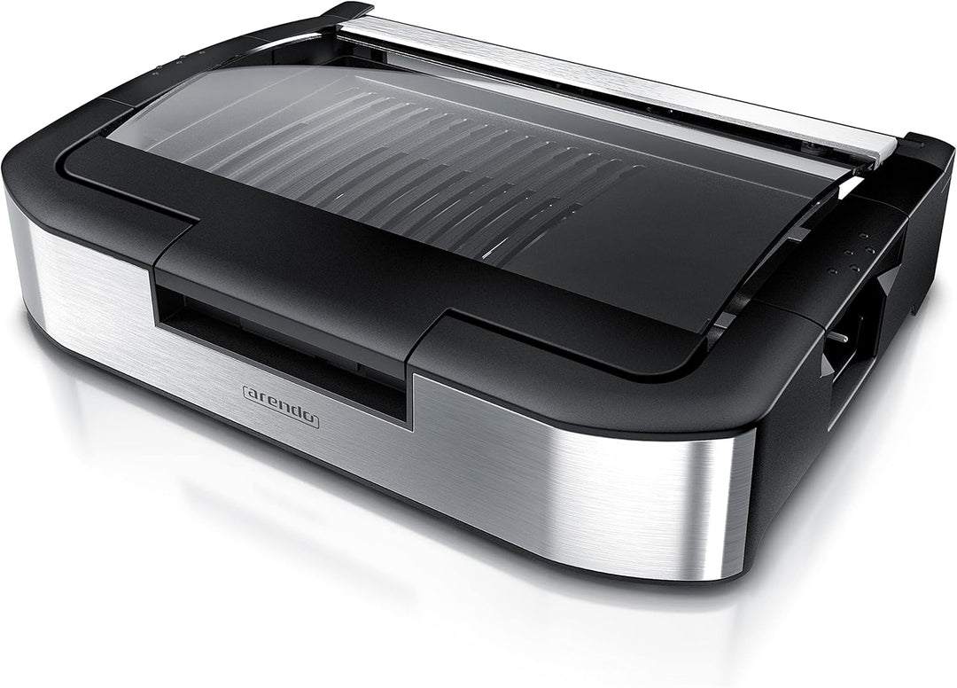 Arendo - Gourmet Tischgrill Elektrogrill Edelstahl - 1800 W - mit Glasabdeckung - für Balkon Garten