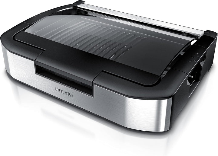 Arendo - Gourmet Tischgrill Elektrogrill Edelstahl - 1800 W - mit Glasabdeckung - für Balkon Garten