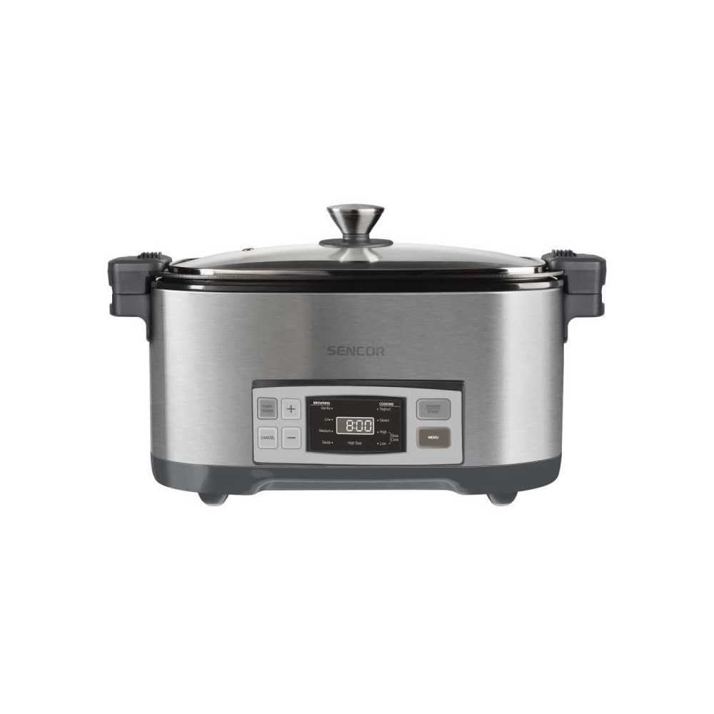 SENCOR SPR 5500SS Slowcooker, 1350 Watt, Kochbehälter, 4 einstellbare Kochfunktionen, Edelstahl